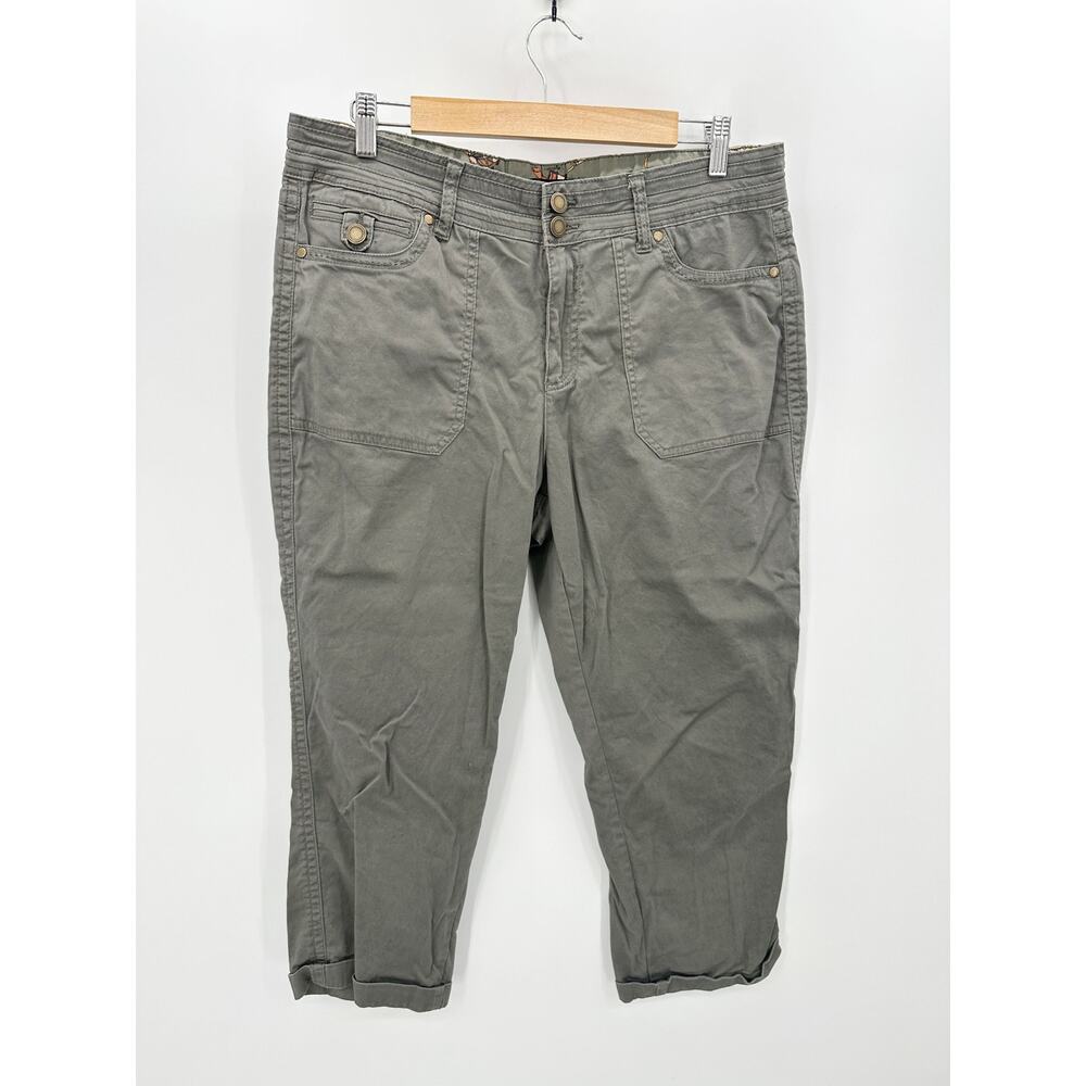 One5One Women Army Green Cotton Blend Cargo Pants Size 14 MC21380ZSM